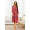 image:imageEkouaer Long Nightgowns for Women Button Sleepwear House Dress with Pockets  Plaid Sleep Shirt 34 Sleeve Night Shirt Soft Lounge Dress Plus Size Pajama Dress Winter Night Dress Daily Wear HomeRed Plaid