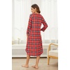image:imageEkouaer Long Nightgowns for Women Button Sleepwear House Dress with Pockets  Plaid Sleep Shirt 34 Sleeve Night Shirt Soft Lounge Dress Plus Size Pajama Dress Winter Night Dress Daily Wear HomeRed Plaid