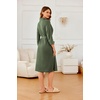 image:imageEkouaer Robes for Women Long Waffle Knit Bathrobe Shawl Collar House Coats  34 Sleeves Midcalf Length Lightweight Soft Casual Comfy Removable Belt SPA Kimono Nightgown with Pockets LoungewearArmy GreenSmall Waffle
