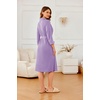 image:imageEkouaer Robes for Women Long Waffle Knit Bathrobe Shawl Collar House Coats  34 Sleeves Midcalf Length Lightweight Soft Casual Comfy Removable Belt SPA Kimono Nightgown with Pockets LoungewearLight PurpleSmall Waffle