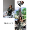 image:imageEkouaer Robes for Women Long Waffle Knit Bathrobe Shawl Collar House Coats  34 Sleeves Midcalf Length Lightweight Soft Casual Comfy Removable Belt SPA Kimono Nightgown with Pockets LoungewearArmy GreenSmall Waffle