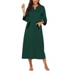 image:imageEkouaer Robes for Women Zipper Robe 34 Sleeves Housecoat with Pockets  Full Length Loungewear Easy ZipUp Nightgown Long Bathrobe 34 Sleeves for Everyday Comfort Lounging RecoveryStyle 1dark Green