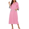 image:imageEkouaer Robes for Women Zipper Robe 34 Sleeves Housecoat with Pockets  Full Length Loungewear Easy ZipUp Nightgown Long Bathrobe 34 Sleeves for Everyday Comfort Lounging RecoveryPink