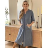 image:imageEkouaer Robes for Women Zipper Robe 34 Sleeves Housecoat with Pockets  Full Length Loungewear Easy ZipUp Nightgown Long Bathrobe 34 Sleeves for Everyday Comfort Lounging RecoveryStyle 1navy Blue