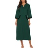 image:imageEkouaer Robes for Women Zipper Robe 34 Sleeves Housecoat with Pockets  Full Length Loungewear Easy ZipUp Nightgown Long Bathrobe 34 Sleeves for Everyday Comfort Lounging RecoveryStyle 1dark Green
