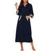 image:imageEkouaer Robes for Women Zipper Robe 34 Sleeves Housecoat with Pockets  Full Length Loungewear Easy ZipUp Nightgown Long Bathrobe 34 Sleeves for Everyday Comfort Lounging RecoveryStyle 1navy