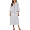 image:imageEkouaer Robes for Women Zipper Robe 34 Sleeves Housecoat with Pockets  Full Length Loungewear Easy ZipUp Nightgown Long Bathrobe 34 Sleeves for Everyday Comfort Lounging RecoveryGrey White Stripe