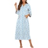 image:imageEkouaer Robes for Women Zipper Robe 34 Sleeves Housecoat with Pockets  Full Length Loungewear Easy ZipUp Nightgown Long Bathrobe 34 Sleeves for Everyday Comfort Lounging RecoveryGarden Blue Floral