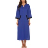 image:imageEkouaer Robes for Women Zipper Robe 34 Sleeves Housecoat with Pockets  Full Length Loungewear Easy ZipUp Nightgown Long Bathrobe 34 Sleeves for Everyday Comfort Lounging RecoveryStyle 1snorkel Blue