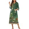 image:imageEkouaer Robes for Women Zipper Robe 34 Sleeves Housecoat with Pockets  Full Length Loungewear Easy ZipUp Nightgown Long Bathrobe 34 Sleeves for Everyday Comfort Lounging RecoveryFloral Green