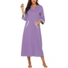 image:imageEkouaer Robes for Women Zipper Robe 34 Sleeves Housecoat with Pockets  Full Length Loungewear Easy ZipUp Nightgown Long Bathrobe 34 Sleeves for Everyday Comfort Lounging RecoveryPurple