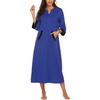 image:imageEkouaer Robes for Women Zipper Robe 34 Sleeves Housecoat with Pockets  Full Length Loungewear Easy ZipUp Nightgown Long Bathrobe 34 Sleeves for Everyday Comfort Lounging RecoveryStyle 1snorkel Blue