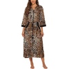 image:imageEkouaer Robes for Women Zipper Robe 34 Sleeves Housecoat with Pockets  Full Length Loungewear Easy ZipUp Nightgown Long Bathrobe 34 Sleeves for Everyday Comfort Lounging RecoveryLeopard Print