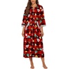 image:imageEkouaer Robes for Women Zipper Robe 34 Sleeves Housecoat with Pockets  Full Length Loungewear Easy ZipUp Nightgown Long Bathrobe 34 Sleeves for Everyday Comfort Lounging RecoveryXmas Print