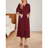 image:imageEkouaer Robes for Women Zipper Robe 34 Sleeves Housecoat with Pockets  Full Length Loungewear Easy ZipUp Nightgown Long Bathrobe 34 Sleeves for Everyday Comfort Lounging RecoveryStyle 1wine Red