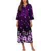 image:imageEkouaer Robes for Women Zipper Robe 34 Sleeves Housecoat with Pockets  Full Length Loungewear Easy ZipUp Nightgown Long Bathrobe 34 Sleeves for Everyday Comfort Lounging RecoveryPurple Black Floral