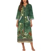 image:imageEkouaer Robes for Women Zipper Robe 34 Sleeves Housecoat with Pockets  Full Length Loungewear Easy ZipUp Nightgown Long Bathrobe 34 Sleeves for Everyday Comfort Lounging RecoveryFloral Green