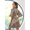 image:imageEkouaer Womens Silk Robe Short Satin Kimono Bathrobe Bridesmaid Sleepwear  Half Sleeve Ruffle Comfy Wedding Party Dressing Gown TabovekneelengthLeopard Print