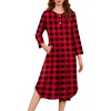 image:imageEkouaer Long Nightgowns for Women Button Sleepwear House Dress with Pockets  Plaid Sleep Shirt 34 Sleeve Night Shirt Soft Lounge Dress Plus Size Pajama Dress Winter Night Dress Daily Wear HomeRedblack Plaid