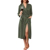 image:imageEkouaer Robes for Women Long Waffle Knit Bathrobe Shawl Collar House Coats  34 Sleeves Midcalf Length Lightweight Soft Casual Comfy Removable Belt SPA Kimono Nightgown with Pockets LoungewearArmy GreenSmall Waffle