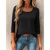 image:imageEkouaer 34 Sleeve Womens Tops Scoop Neck T Shirts 2026 Casual Basic Tees  Casual TopsCute Basic Tops Vacation OutfitsComfy Basic TeesLoose Fit Tops For AllSeason Daily Wearavailable in S3XLBlack