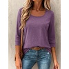 image:imageEkouaer 34 Sleeve Womens Tops Scoop Neck T Shirts 2026 Casual Basic Tees  Casual TopsCute Basic Tops Vacation OutfitsComfy Basic TeesLoose Fit Tops For AllSeason Daily Wearavailable in S3XLPurple