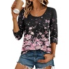 image:imageEkouaer 34 Sleeve Womens Tops Scoop Neck T Shirts 2026 Casual Basic Tees  Casual TopsCute Basic Tops Vacation OutfitsComfy Basic TeesLoose Fit Tops For AllSeason Daily Wearavailable in S3XLFloral Black Multi