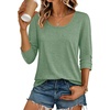 image:imageEkouaer 34 Sleeve Womens Tops Scoop Neck T Shirts 2026 Casual Basic Tees  Casual TopsCute Basic Tops Vacation OutfitsComfy Basic TeesLoose Fit Tops For AllSeason Daily Wearavailable in S3XLLight Green