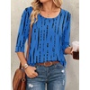 image:imageEkouaer 34 Sleeve Womens Tops Scoop Neck T Shirts 2026 Casual Basic Tees  Casual TopsCute Basic Tops Vacation OutfitsComfy Basic TeesLoose Fit Tops For AllSeason Daily Wearavailable in S3XLBlue Stripes Zr459