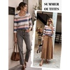 image:imageEkouaer 34 Sleeve Womens Tops Scoop Neck T Shirts 2026 Casual Basic Tees  Casual TopsCute Basic Tops Vacation OutfitsComfy Basic TeesLoose Fit Tops For AllSeason Daily Wearavailable in S3XLStriped Pink Blue