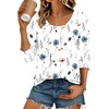 image:imageEkouaer 34 Sleeve Womens Tops Scoop Neck T Shirts 2026 Casual Basic Tees  Casual TopsCute Basic Tops Vacation OutfitsComfy Basic TeesLoose Fit Tops For AllSeason Daily Wearavailable in S3XLFloral White