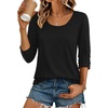 image:imageEkouaer 34 Sleeve Womens Tops Scoop Neck T Shirts 2026 Casual Basic Tees  Casual TopsCute Basic Tops Vacation OutfitsComfy Basic TeesLoose Fit Tops For AllSeason Daily Wearavailable in S3XLBlack