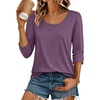 image:imageEkouaer 34 Sleeve Womens Tops Scoop Neck T Shirts 2026 Casual Basic Tees  Casual TopsCute Basic Tops Vacation OutfitsComfy Basic TeesLoose Fit Tops For AllSeason Daily Wearavailable in S3XLPurple