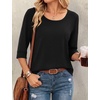 image:imageEkouaer 34 Sleeve Womens Tops Scoop Neck T Shirts 2026 Casual Basic Tees  Casual TopsCute Basic Tops Vacation OutfitsComfy Basic TeesLoose Fit Tops For AllSeason Daily Wearavailable in S3XLBlack