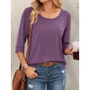 image:imageEkouaer 34 Sleeve Womens Tops Scoop Neck T Shirts 2026 Casual Basic Tees  Casual TopsCute Basic Tops Vacation OutfitsComfy Basic TeesLoose Fit Tops For AllSeason Daily Wearavailable in S3XLPurple