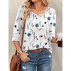 image:imageEkouaer 34 Sleeve Womens Tops Scoop Neck T Shirts 2026 Casual Basic Tees  Casual TopsCute Basic Tops Vacation OutfitsComfy Basic TeesLoose Fit Tops For AllSeason Daily Wearavailable in S3XLFloral White