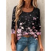 image:imageEkouaer 34 Sleeve Womens Tops Scoop Neck T Shirts 2026 Casual Basic Tees  Casual TopsCute Basic Tops Vacation OutfitsComfy Basic TeesLoose Fit Tops For AllSeason Daily Wearavailable in S3XLFloral Black Multi
