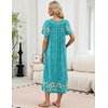 image:imageEkouaer Long Nightgowns for Women Short Sleeve Full Length Night Shirts  Soft Womens Night Gowns Plus Size Sleepwear V Neck House Dress with Pockets Pleated Front Nightdress for Sleeping LoungingBlue Floral
