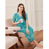 image:imageEkouaer Long Nightgowns for Women Short Sleeve Full Length Night Shirts  Soft Womens Night Gowns Plus Size Sleepwear V Neck House Dress with Pockets Pleated Front Nightdress for Sleeping LoungingBlue Floral