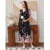 image:imageEkouaer Long Nightgowns for Women Short Sleeve Full Length Night Shirts  Soft Womens Night Gowns Plus Size Sleepwear V Neck House Dress with Pockets Pleated Front Nightdress for Sleeping LoungingPnik Flower
