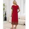 image:imageEkouaer Long Nightgowns for Women Short Sleeve Full Length Night Shirts  Soft Womens Night Gowns Plus Size Sleepwear V Neck House Dress with Pockets Pleated Front Nightdress for Sleeping LoungingPeacock Feather