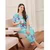 image:imageEkouaer Long Nightgowns for Women Short Sleeve Full Length Night Shirts  Soft Womens Night Gowns Plus Size Sleepwear V Neck House Dress with Pockets Pleated Front Nightdress for Sleeping LoungingBlue Flower
