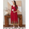 image:imageEkouaer Long Nightgowns for Women Short Sleeve Full Length Night Shirts  Soft Womens Night Gowns Plus Size Sleepwear V Neck House Dress with Pockets Pleated Front Nightdress for Sleeping LoungingPeacock Feather
