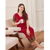 image:imageEkouaer Long Nightgowns for Women Short Sleeve Full Length Night Shirts  Soft Womens Night Gowns Plus Size Sleepwear V Neck House Dress with Pockets Pleated Front Nightdress for Sleeping LoungingPeacock Feather