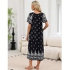 image:imageEkouaer Long Nightgowns for Women Short Sleeve Full Length Night Shirts  Soft Womens Night Gowns Plus Size Sleepwear V Neck House Dress with Pockets Pleated Front Nightdress for Sleeping LoungingFloral Black