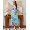 image:imageEkouaer Long Nightgowns for Women Short Sleeve Full Length Night Shirts  Soft Womens Night Gowns Plus Size Sleepwear V Neck House Dress with Pockets Pleated Front Nightdress for Sleeping LoungingBlue Flower