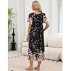 image:imageEkouaer Long Nightgowns for Women Short Sleeve Full Length Night Shirts  Soft Womens Night Gowns Plus Size Sleepwear V Neck House Dress with Pockets Pleated Front Nightdress for Sleeping LoungingPnik Flower