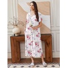 image:imageEkouaer Long Nightgowns for Women Short Sleeve Full Length Night Shirts  Soft Womens Night Gowns Plus Size Sleepwear V Neck House Dress with Pockets Pleated Front Nightdress for Sleeping LoungingRed Flower