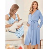 image:imageEkouaer Maternity Nursing Gown and Robe Set Labor Delivery Nightgowns  Birthing Hospital Gowns Skinfriendly Postpartum Clothes Split Front Flap Elastic Waistline Perfect for Pregnant MommasLight Blue Moon Planet Butterfly