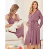 image:imageEkouaer Maternity Nursing Gown and Robe Set Labor Delivery Nightgowns  Birthing Hospital Gowns Skinfriendly Postpartum Clothes Split Front Flap Elastic Waistline Perfect for Pregnant MommasGrey Red